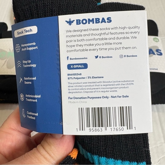 New Bombas 6 Pairs of Black Calf Socks Size XS Women’s Size 4-6 Youth Size 1-6 - Picture 6 of 8